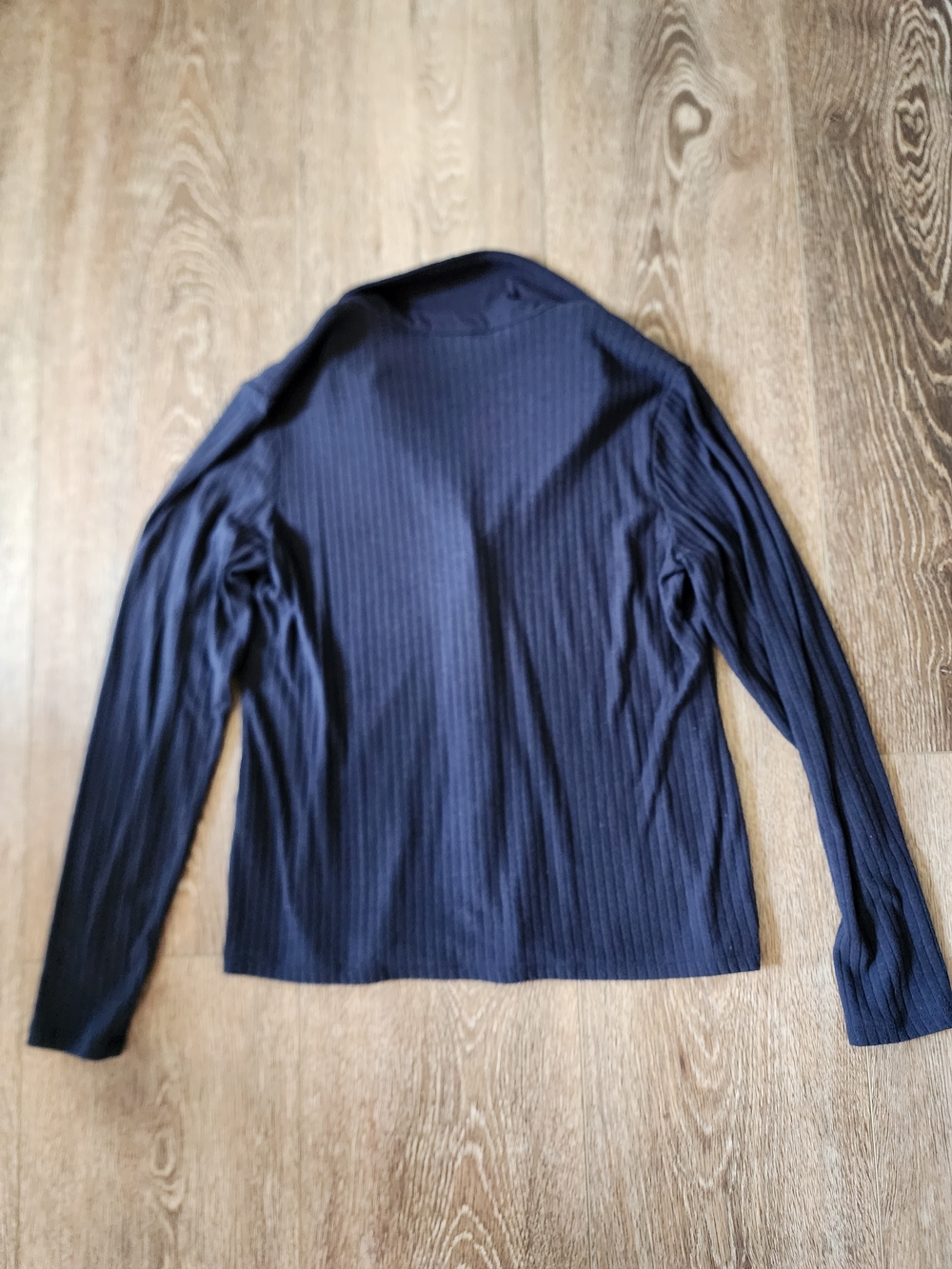 Banana Republic Navy Ribbed Button-Up Collared Top - Picture 3 of 3